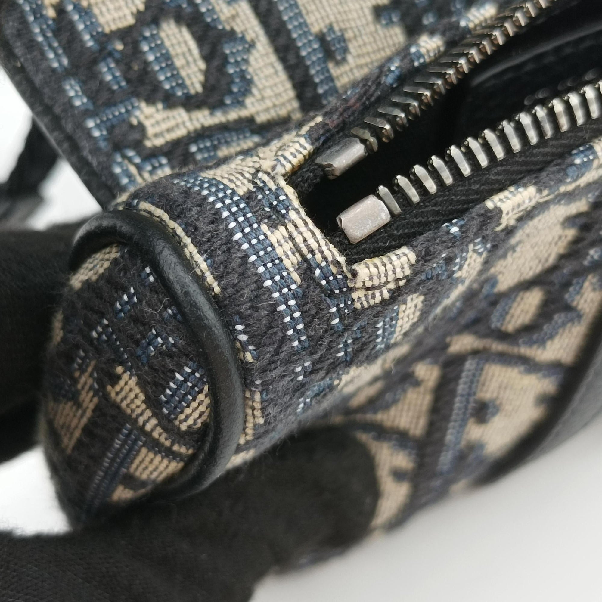 Vintage Christian Dior saddle Navy×Gray Jacquard  bum bag/waist bag | stylenewstar