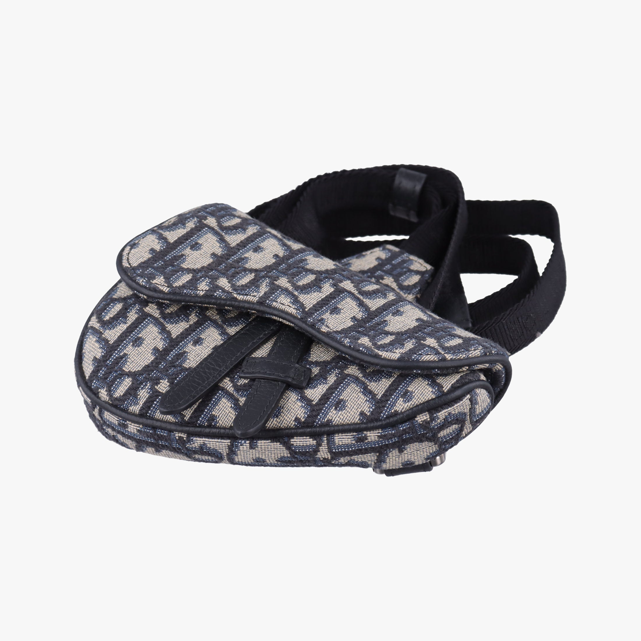Vintage Christian Dior saddle Navy×Gray Jacquard  bum bag/waist bag | stylenewstar