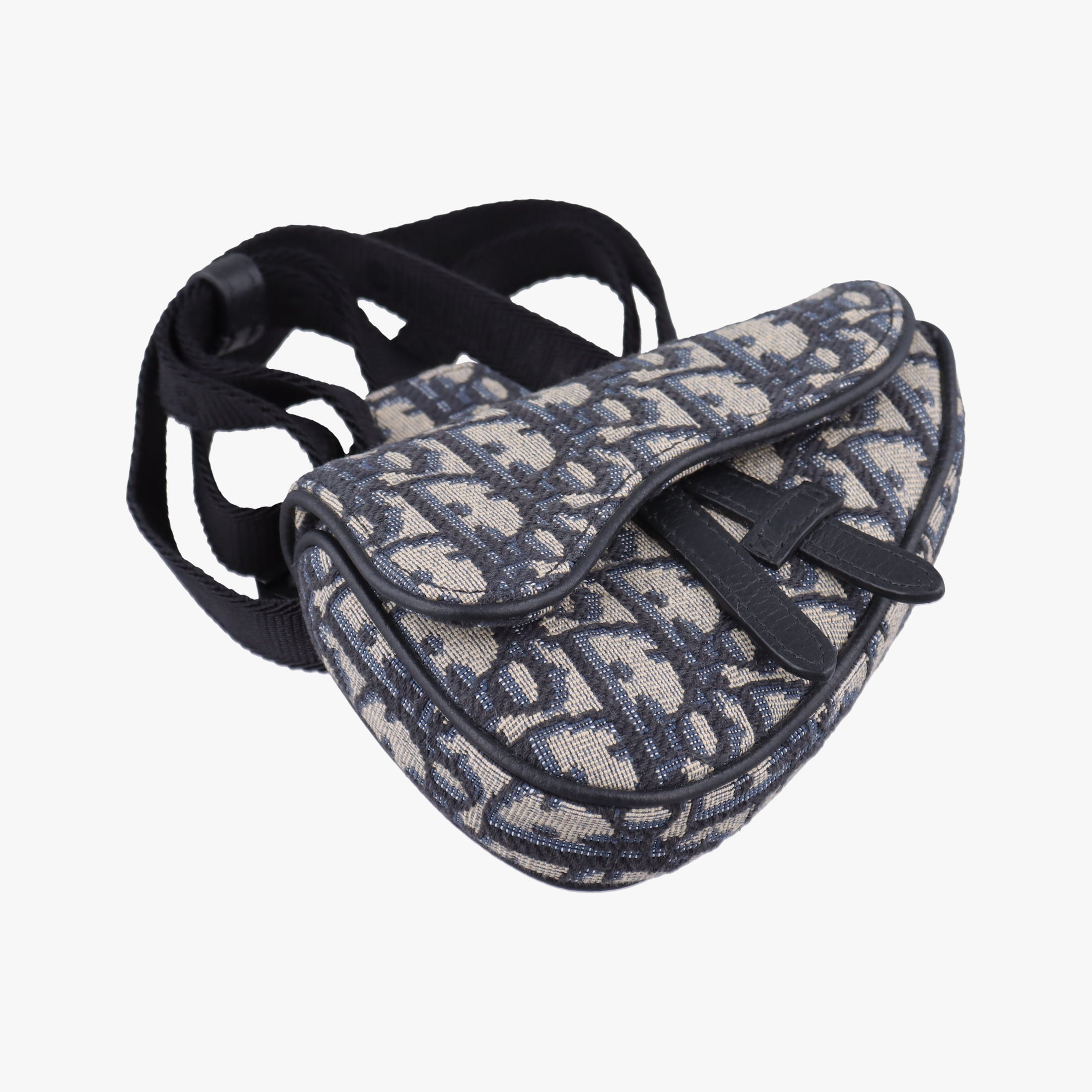 Vintage Christian Dior saddle Navy×Gray Jacquard  bum bag/waist bag | stylenewstar