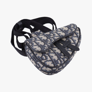 Vintage Christian Dior saddle Navy×Gray Jacquard  bum bag/waist bag | stylenewstar