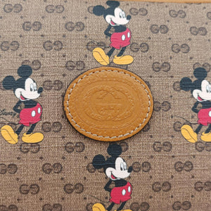 Pre-owned Gucci Mickey Mouse Disney collaboration Brown PVC coated canvas×Leather 602536 shoulderbag | stylenewstar