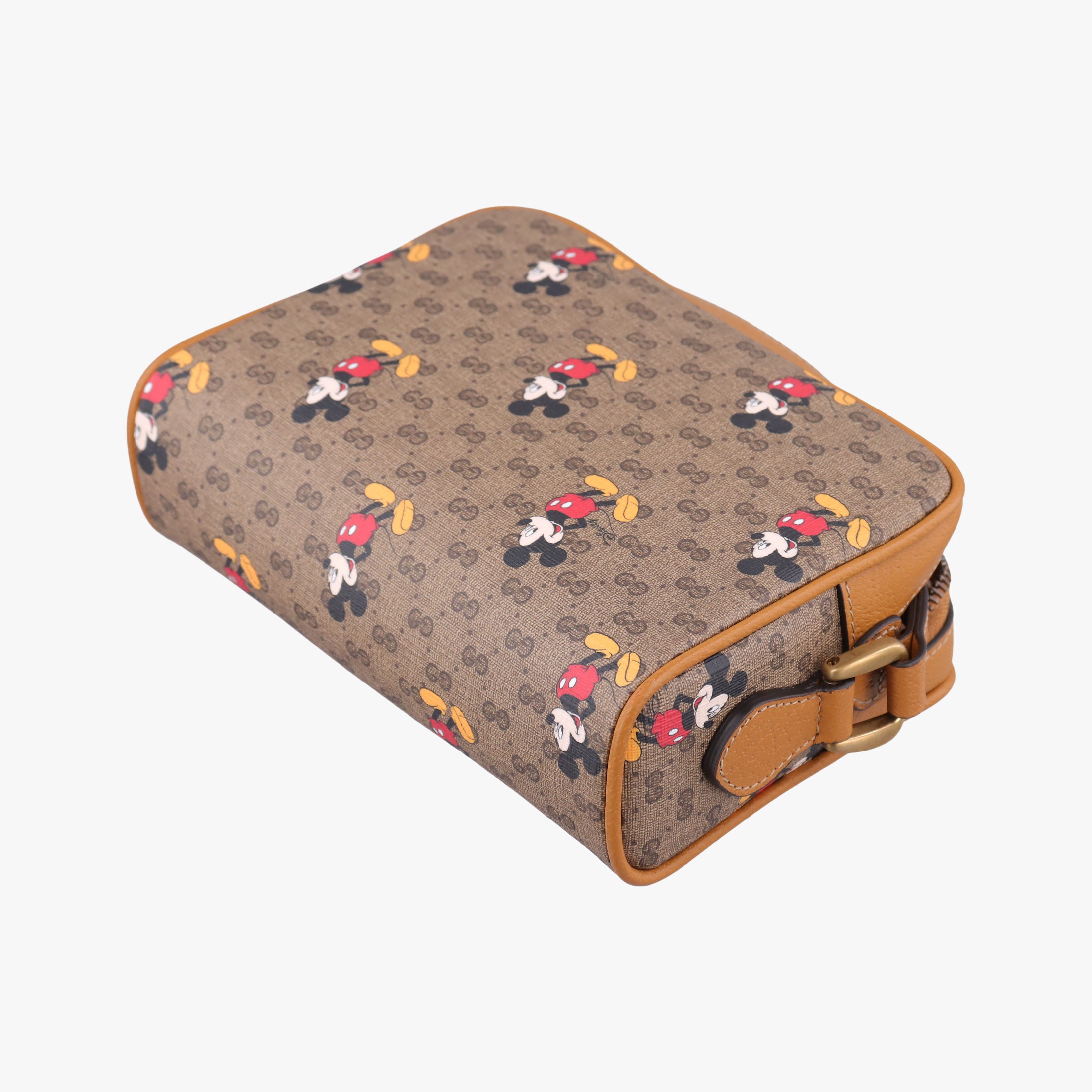 Pre-owned Gucci Mickey Mouse Disney collaboration Brown PVC coated canvas×Leather 602536 shoulderbag | stylenewstar