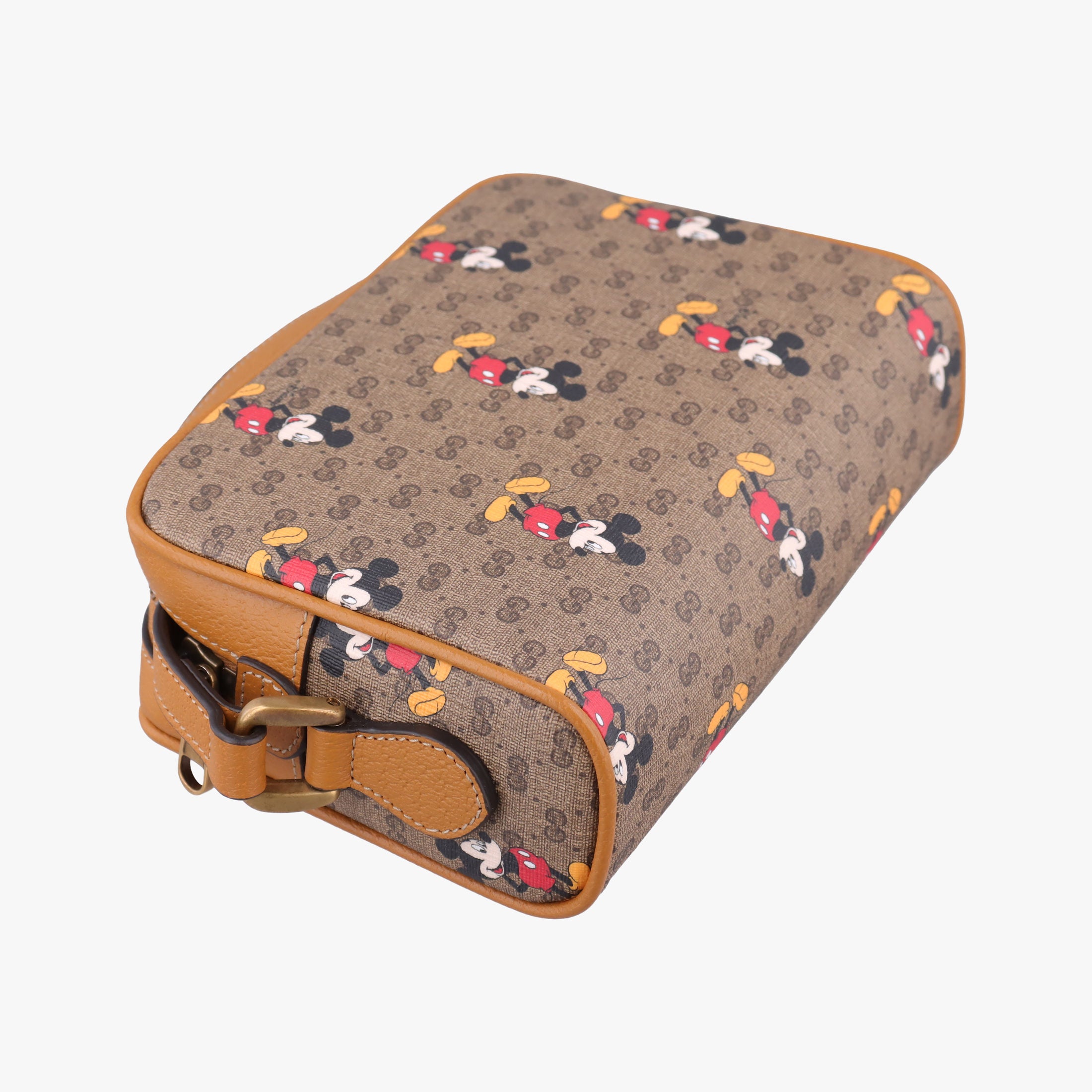 Pre-owned Gucci Mickey Mouse Disney collaboration Brown PVC coated canvas×Leather 602536 shoulderbag | stylenewstar