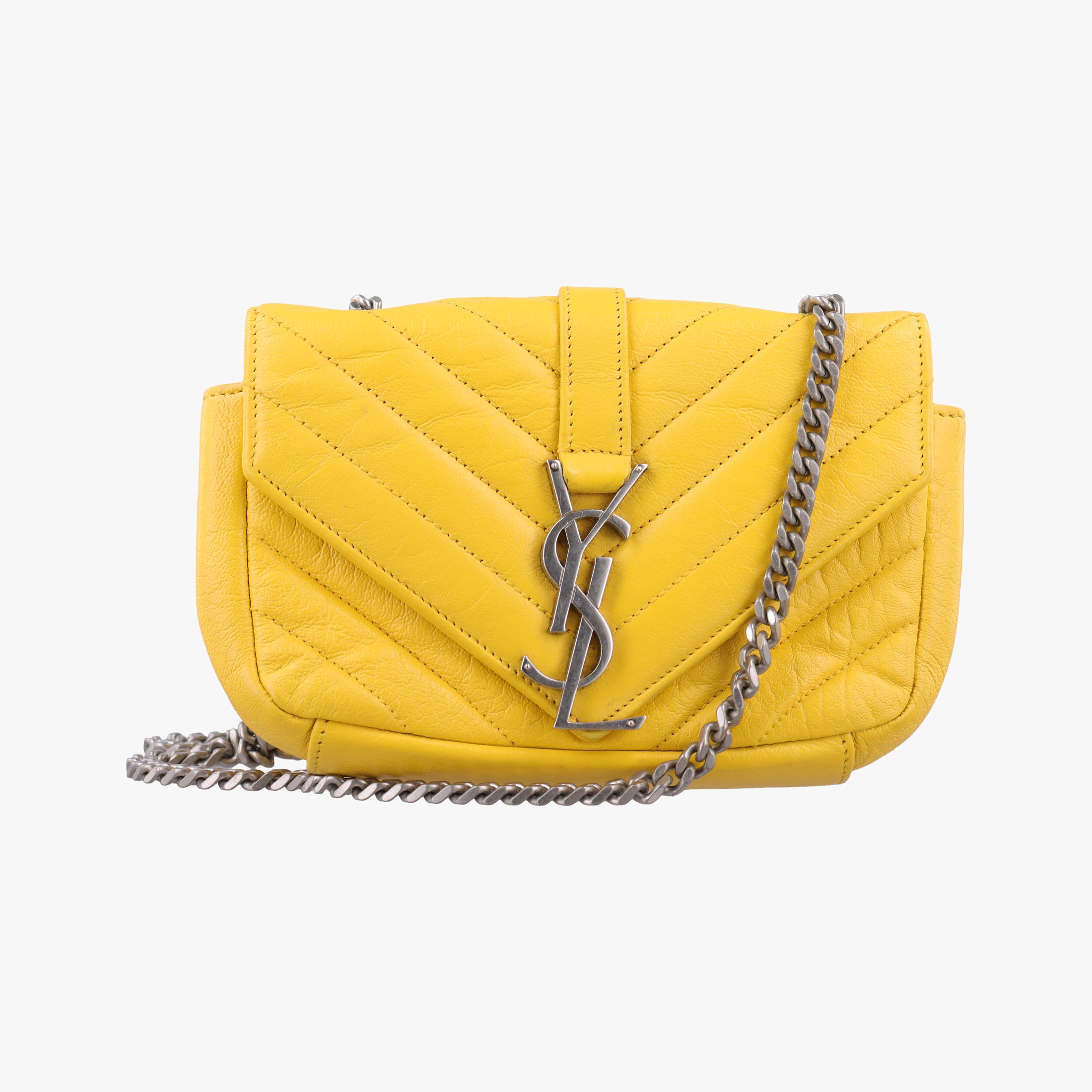 Pre-owned Yves Saint Laurent Baby Chai Yellow Leather 399289 shoulderbag | stylenewstar