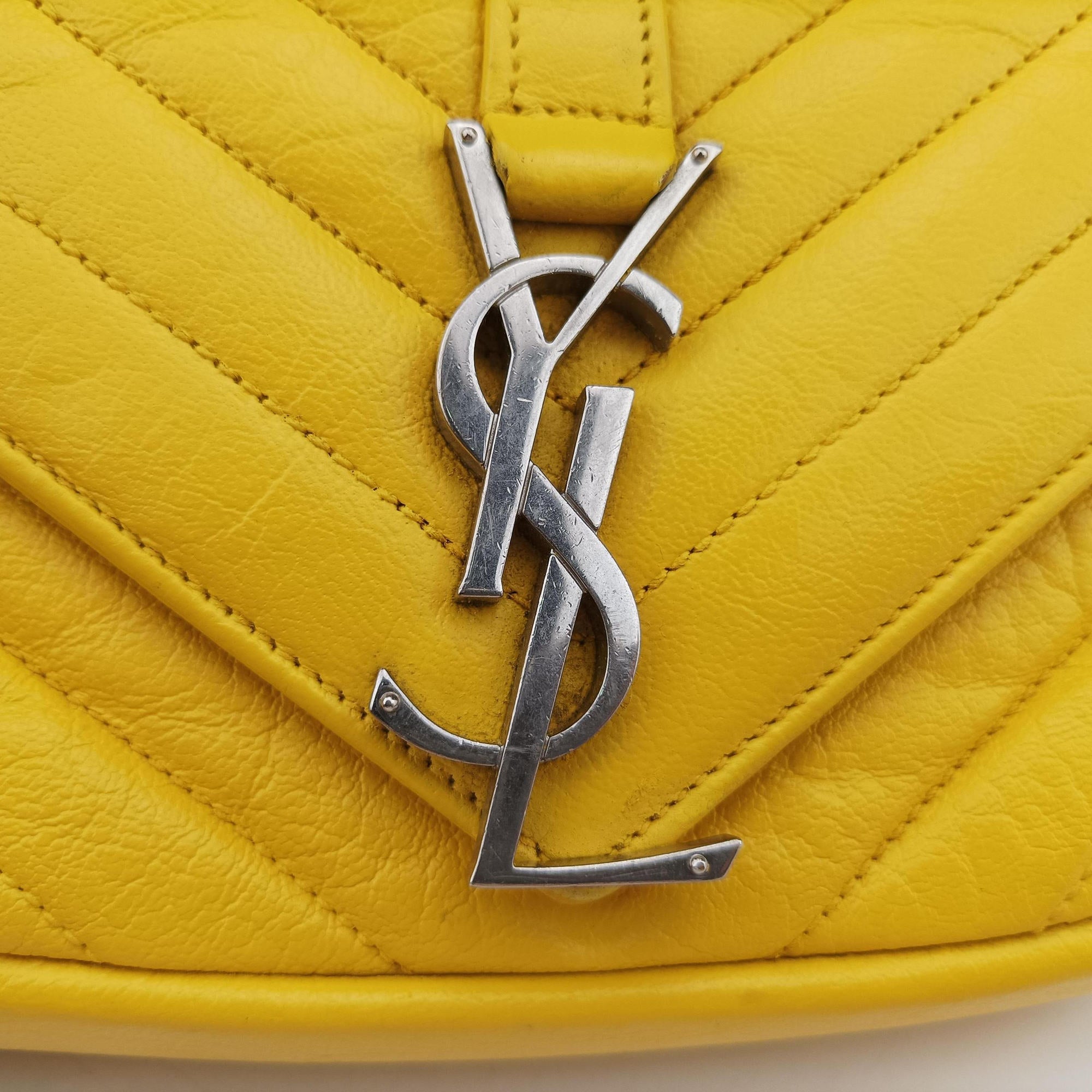 Pre-owned Yves Saint Laurent Baby Chai Yellow Leather 399289 shoulderbag | stylenewstar