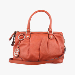Pre-owned Gucci Sukey Coral Pink Leather 247902 shoulderbag | stylenewstar