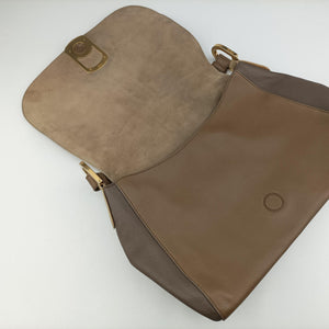 Pre-owned Fendi Silvana Brown × Beige Leather 8BT189 shoulderbag | stylenewstar