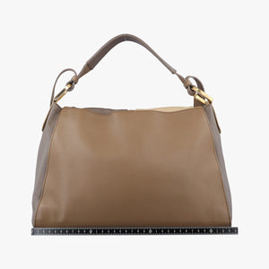 Pre-owned Fendi Silvana Brown × Beige Leather 8BT189 shoulderbag | stylenewstar