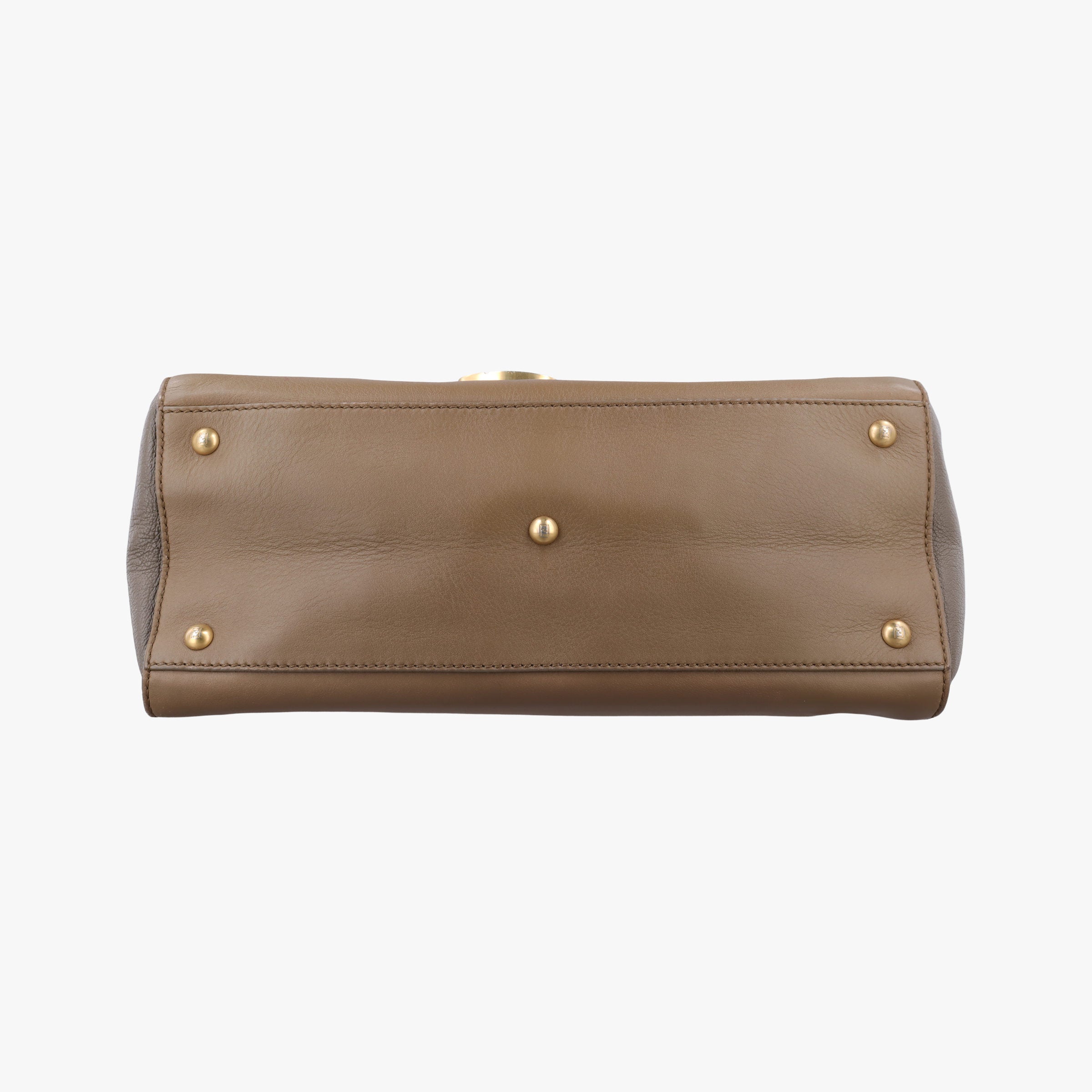 Pre-owned Fendi Silvana Brown × Beige Leather 8BT189 shoulderbag | stylenewstar