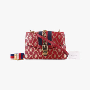 Pre-owned Gucci Sylvie red×Multicolour Leather 524405 shoulderbag | stylenewstar