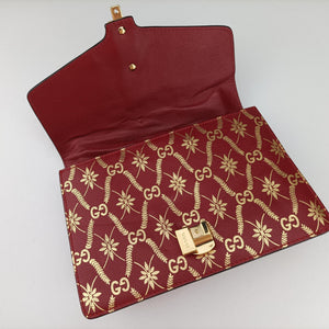 Pre-owned Gucci Sylvie red×Multicolour Leather 524405 shoulderbag | stylenewstar