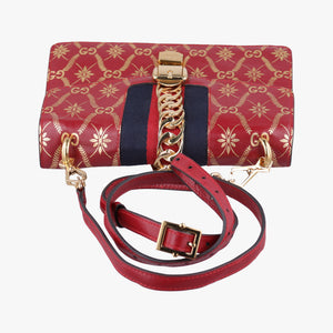 Pre-owned Gucci Sylvie red×Multicolour Leather 524405 shoulderbag | stylenewstar