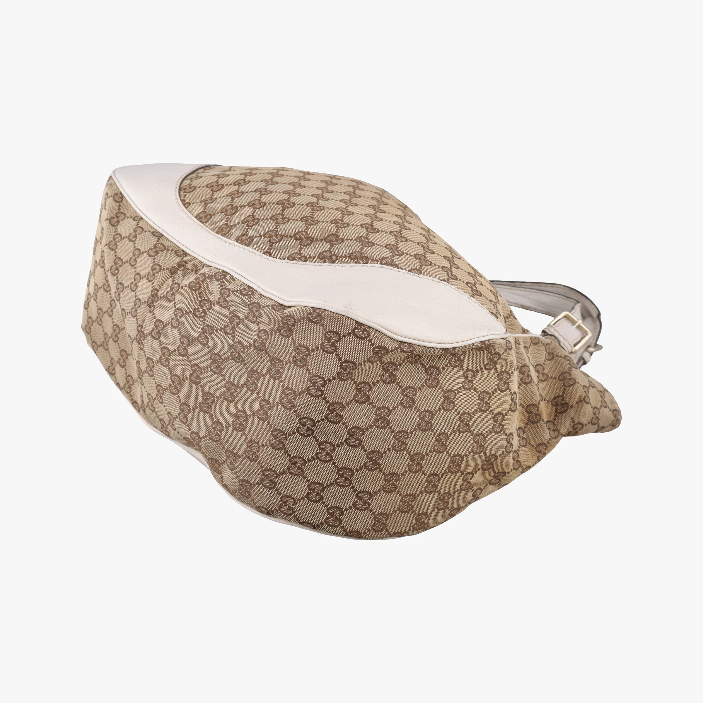 Pre-owned Gucci Charlotte Hobo Brown×White Leather×canvas 203504 handbag | stylenewstar