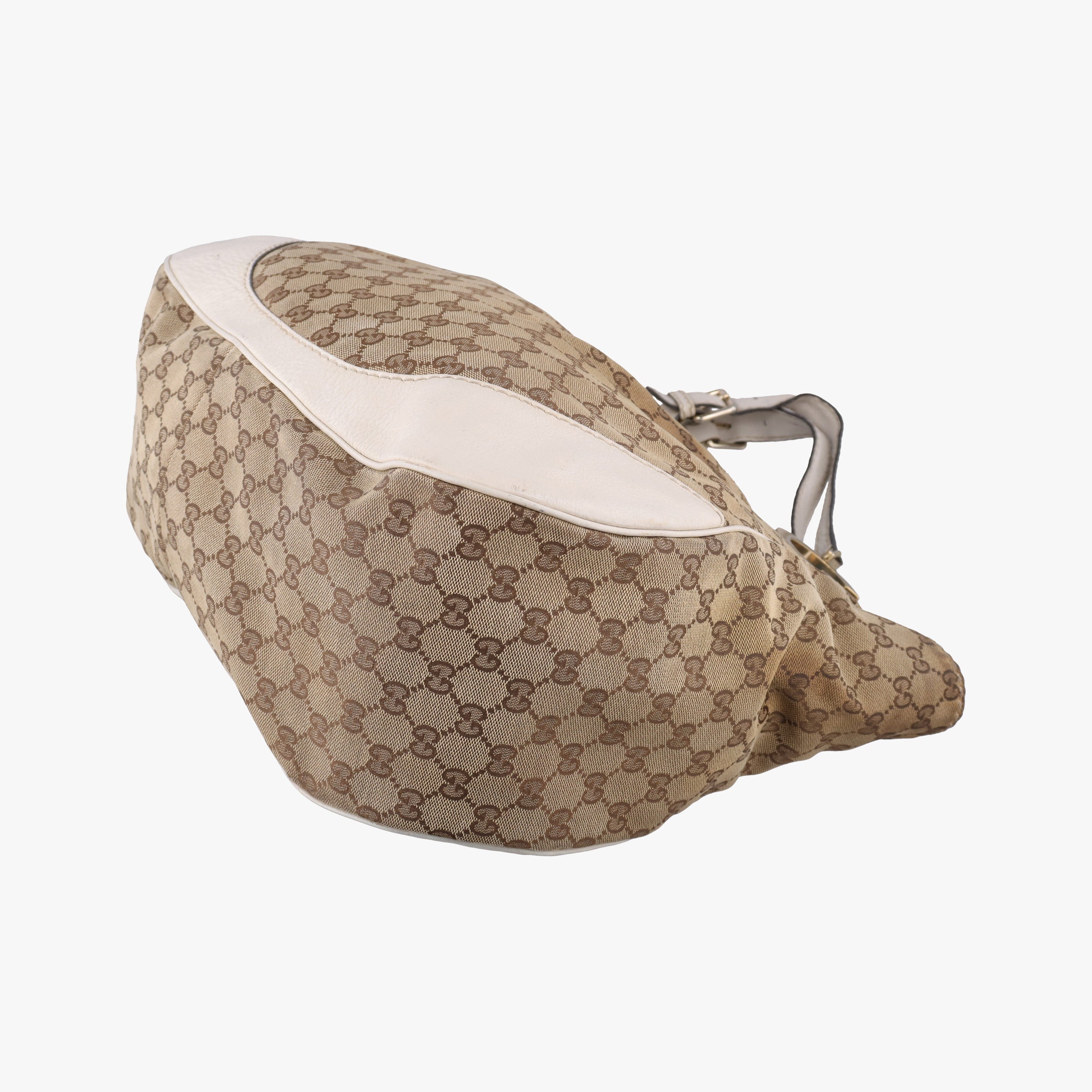 Pre-owned Gucci Charlotte Hobo Brown×White Leather×canvas 203504 handbag | stylenewstar