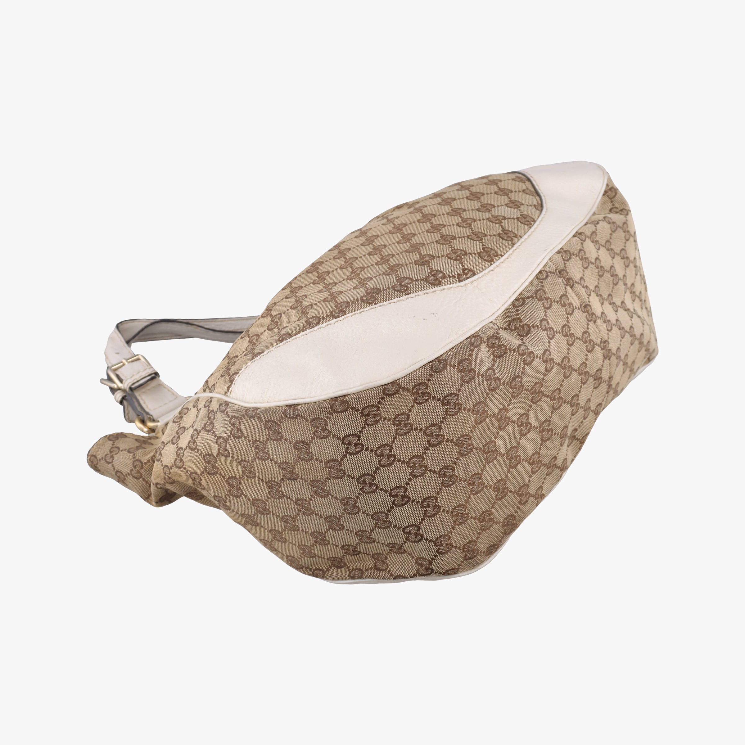 Pre-owned Gucci Charlotte Hobo Brown×White Leather×canvas 203504 handbag | stylenewstar