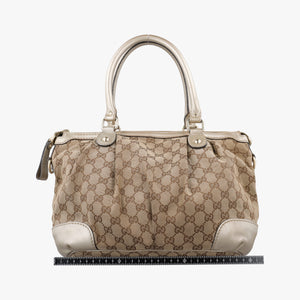Secondhand Gucci Sukey White×Brown Leather×canvas 247902 shoulderbag | stylenewstar