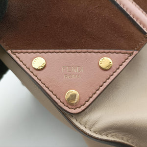 Pre-owned Fendi Flip Beige×Pink×Brown Leather×Suede 8BT303 shoulderbag | stylenewstar