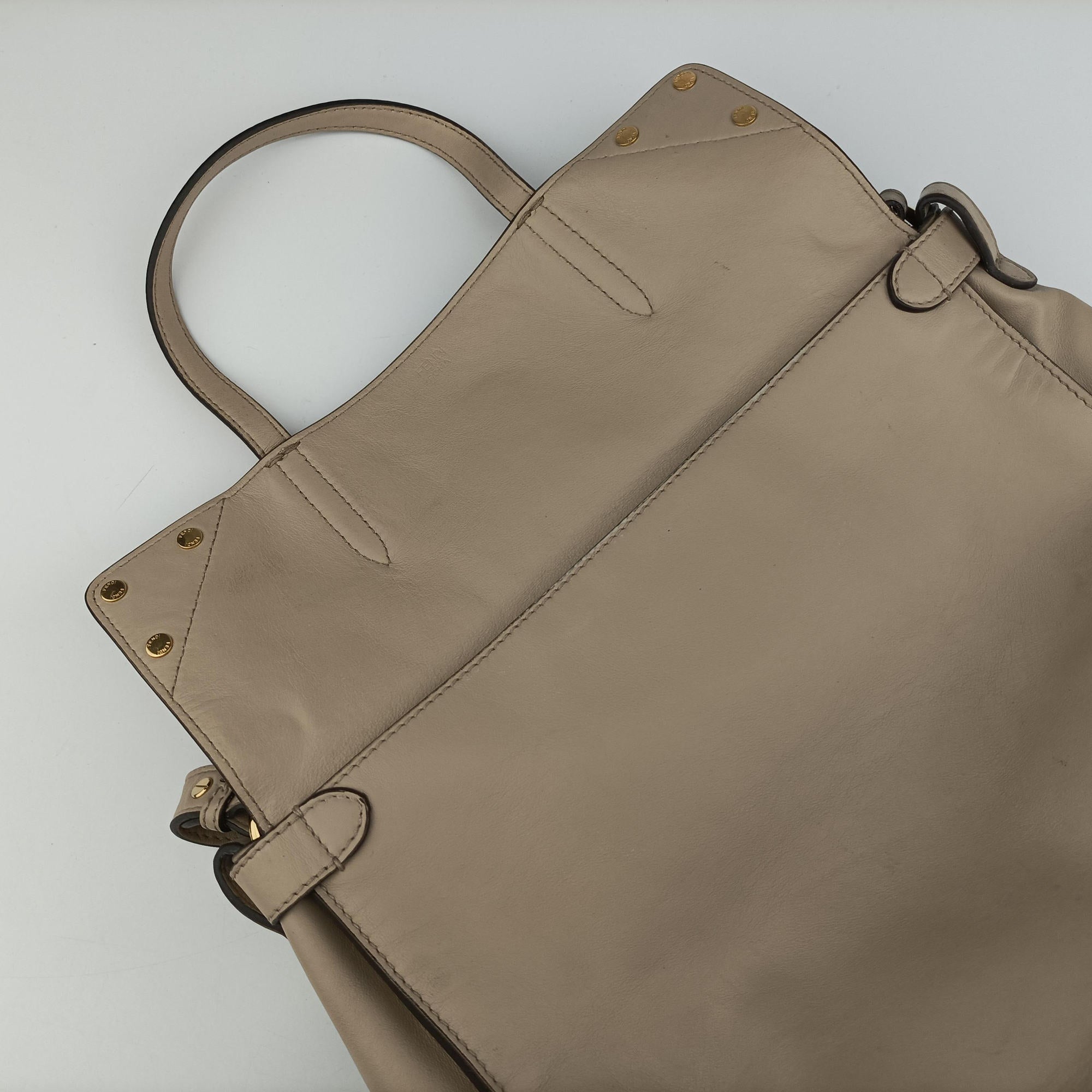 Pre-owned Fendi Flip Beige×Pink×Brown Leather×Suede 8BT303 shoulderbag | stylenewstar