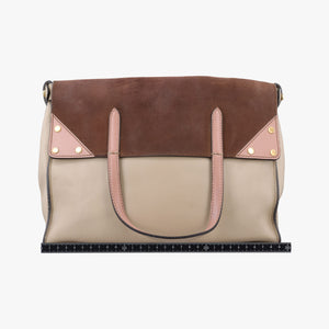 Pre-owned Fendi Flip Beige×Pink×Brown Leather×Suede 8BT303 shoulderbag | stylenewstar