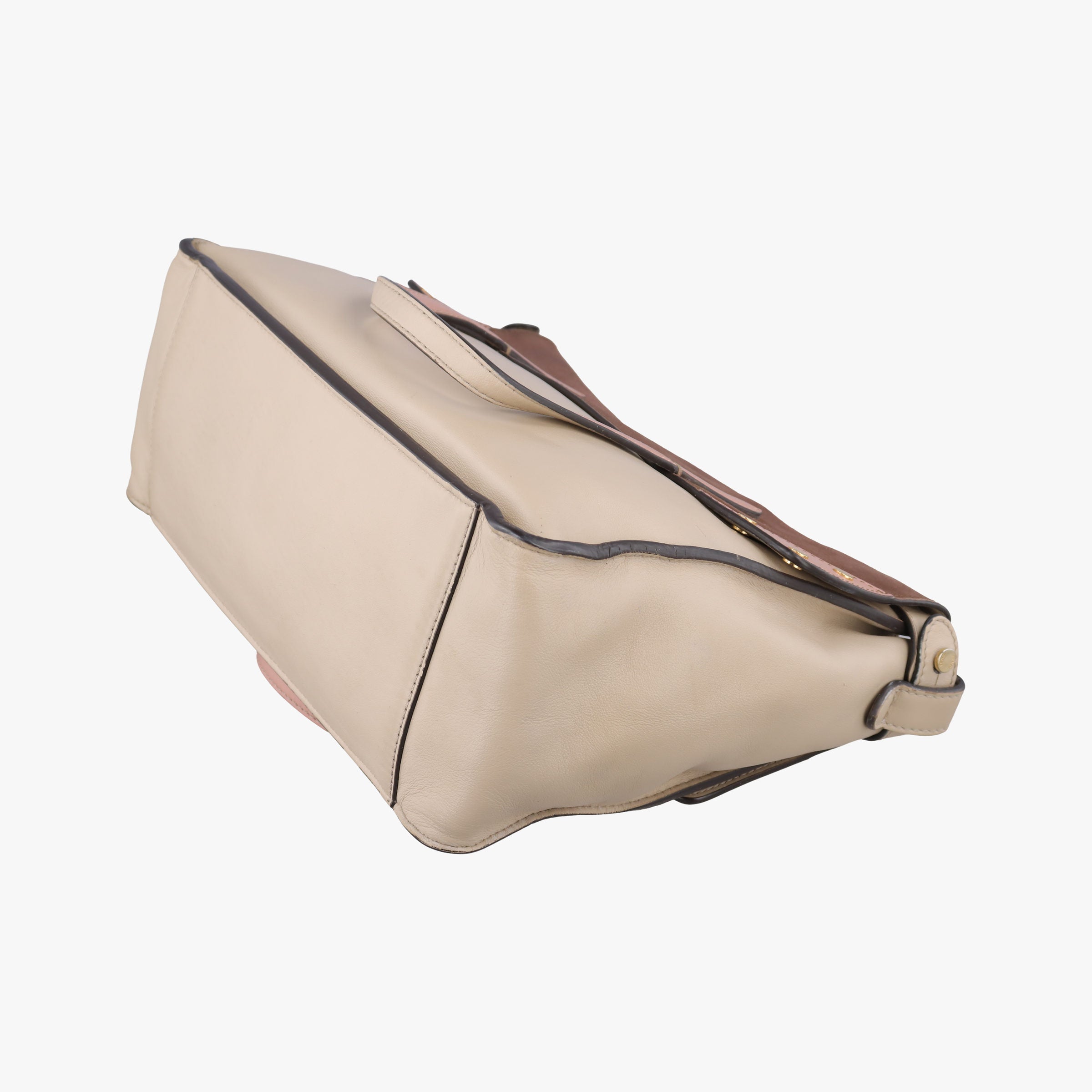 Pre-owned Fendi Flip Beige×Pink×Brown Leather×Suede 8BT303 shoulderbag | stylenewstar