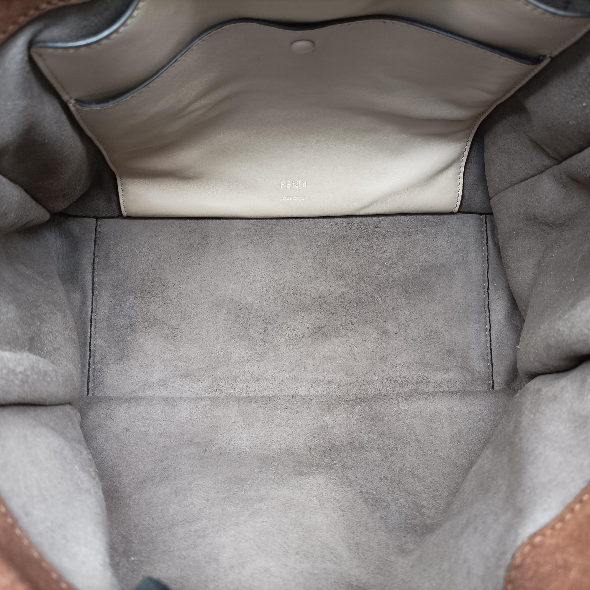 Pre-owned Fendi Flip Beige×Pink×Brown Leather×Suede 8BT303 shoulderbag | stylenewstar