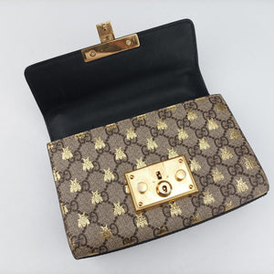 Pre-owned Gucci Padlock beige×black PVC coated canvas×Leather 409487 shoulderbag | stylenewstar