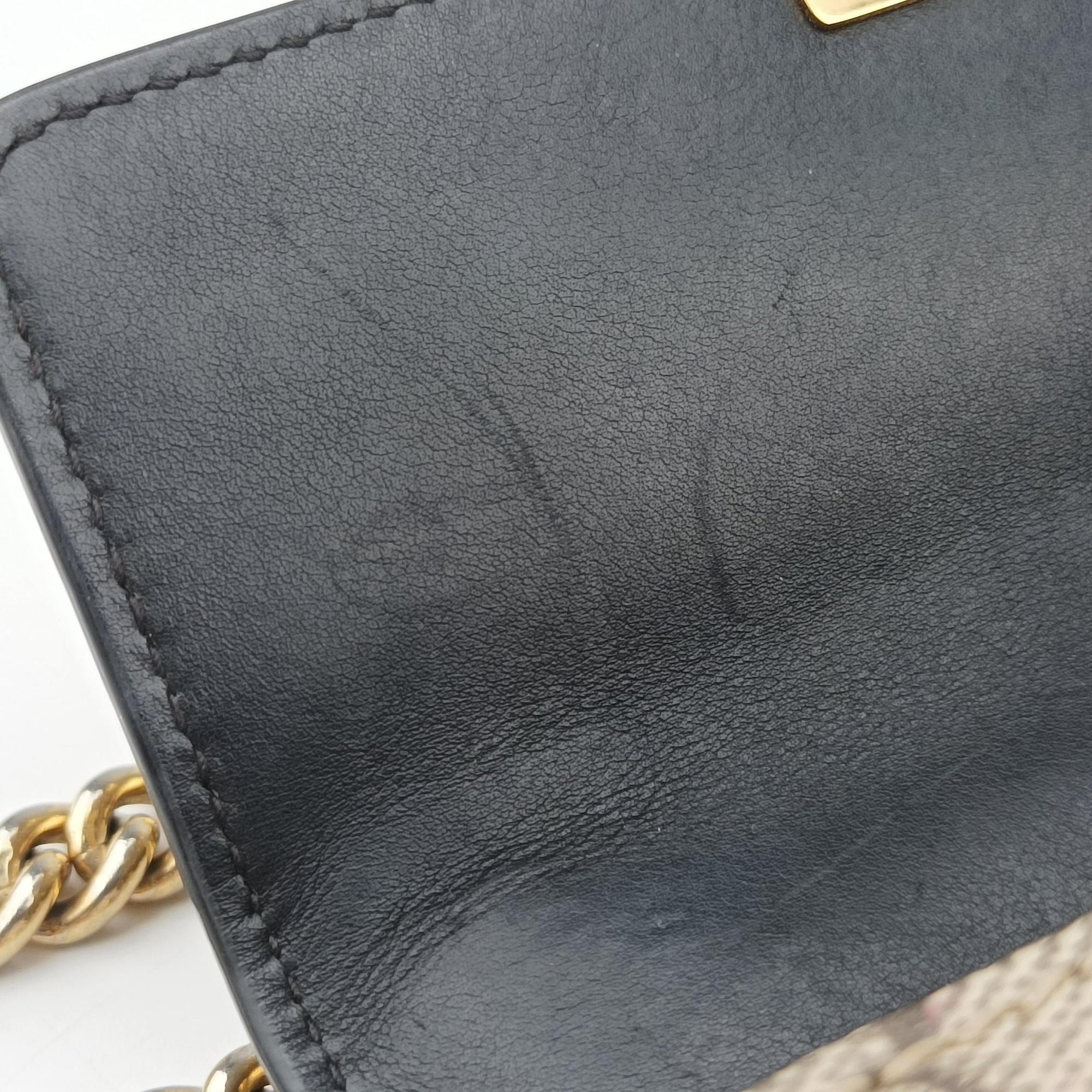 Pre-owned Gucci Padlock beige×black PVC coated canvas×Leather 409487 shoulderbag | stylenewstar