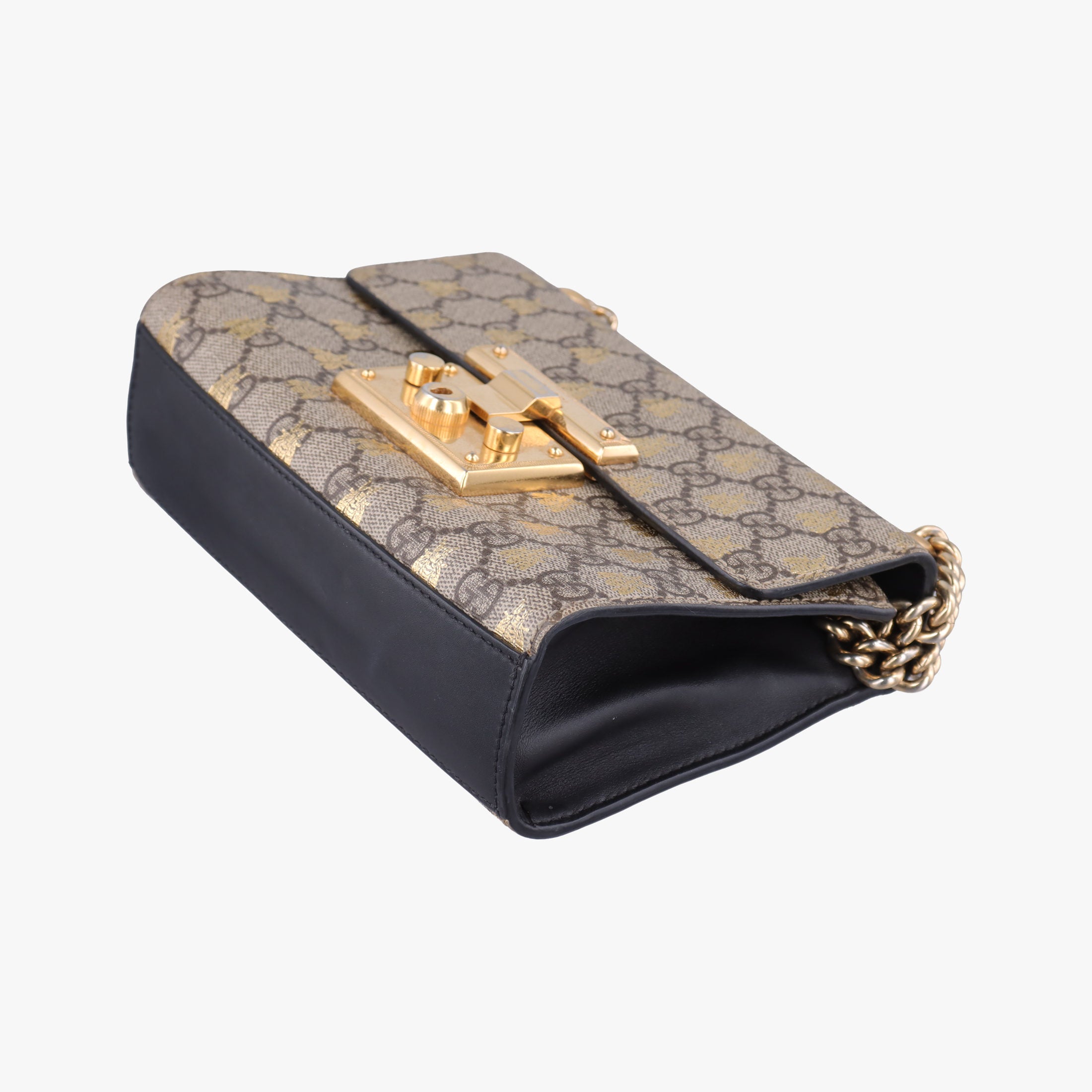 Pre-owned Gucci Padlock beige×black PVC coated canvas×Leather 409487 shoulderbag | stylenewstar