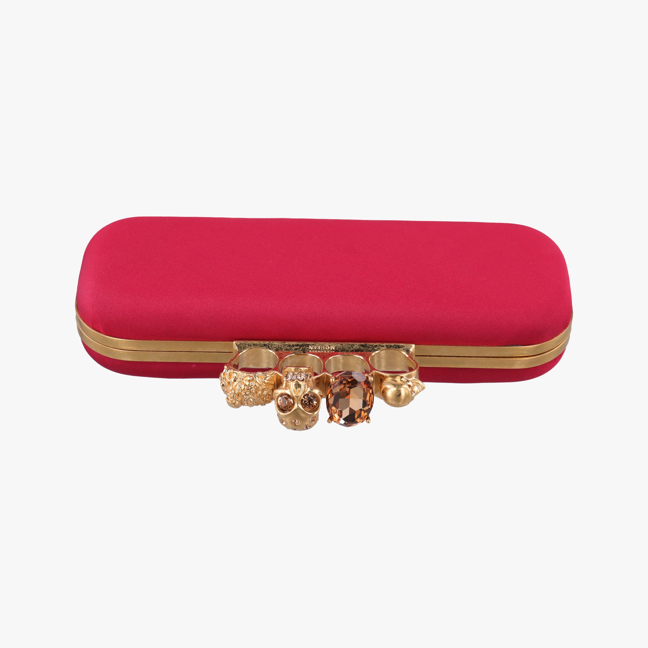 Vintage Alexander McQueen Four Ring Red Fabric  clutchbag | stylenewstar