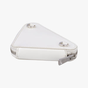Pre-owned Prada Triangle Chain Pouch White Leather  shoulderbag | stylenewstar