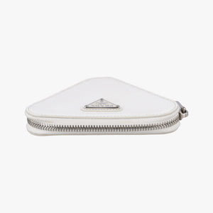 Pre-owned Prada Triangle Chain Pouch White Leather  shoulderbag | stylenewstar