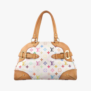 Pre-owned Louis Vuitton CLAUDIA white Monogram Multicolor M40193 handbag | stylenewstar