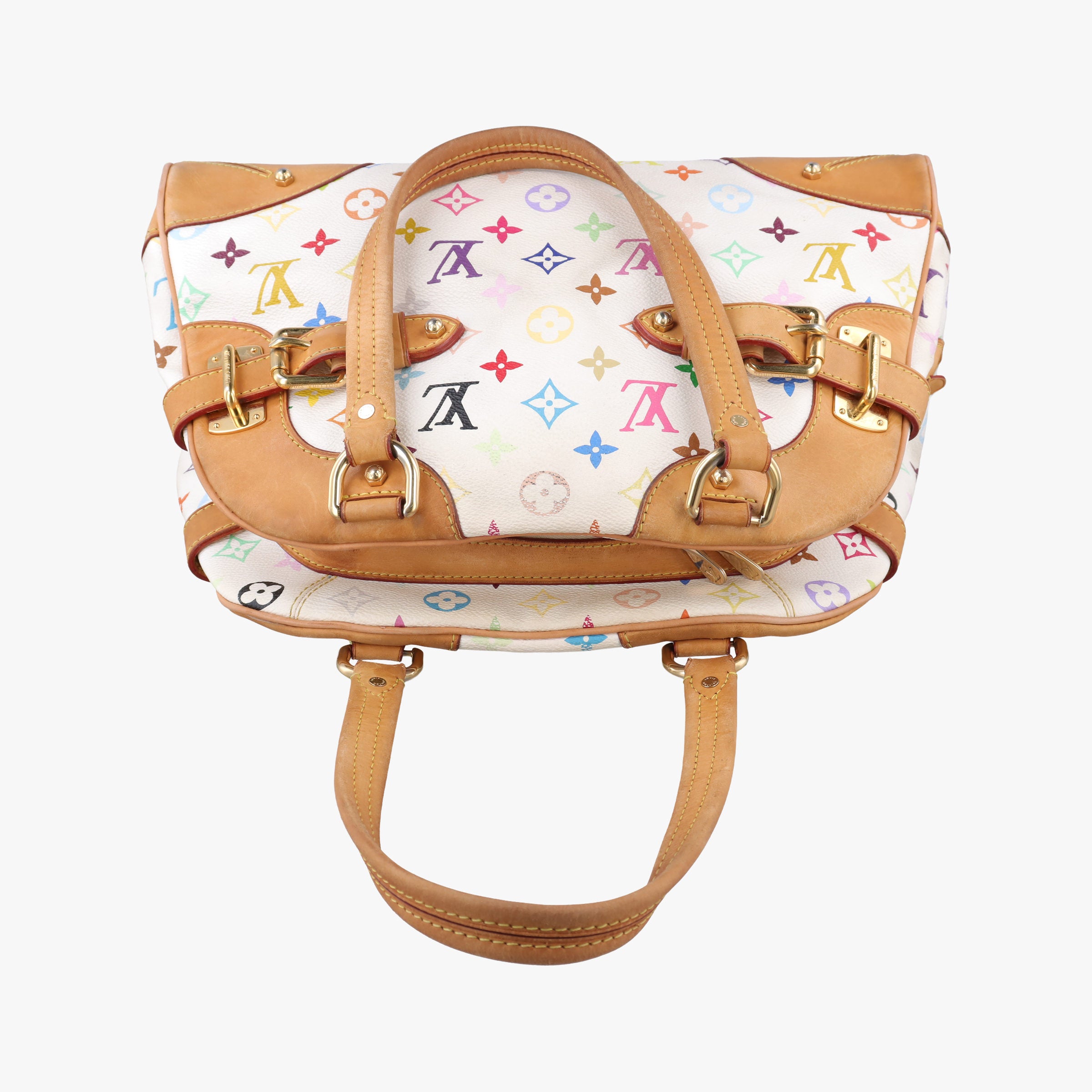 Pre-owned Louis Vuitton CLAUDIA white Monogram Multicolor M40193 handbag | stylenewstar