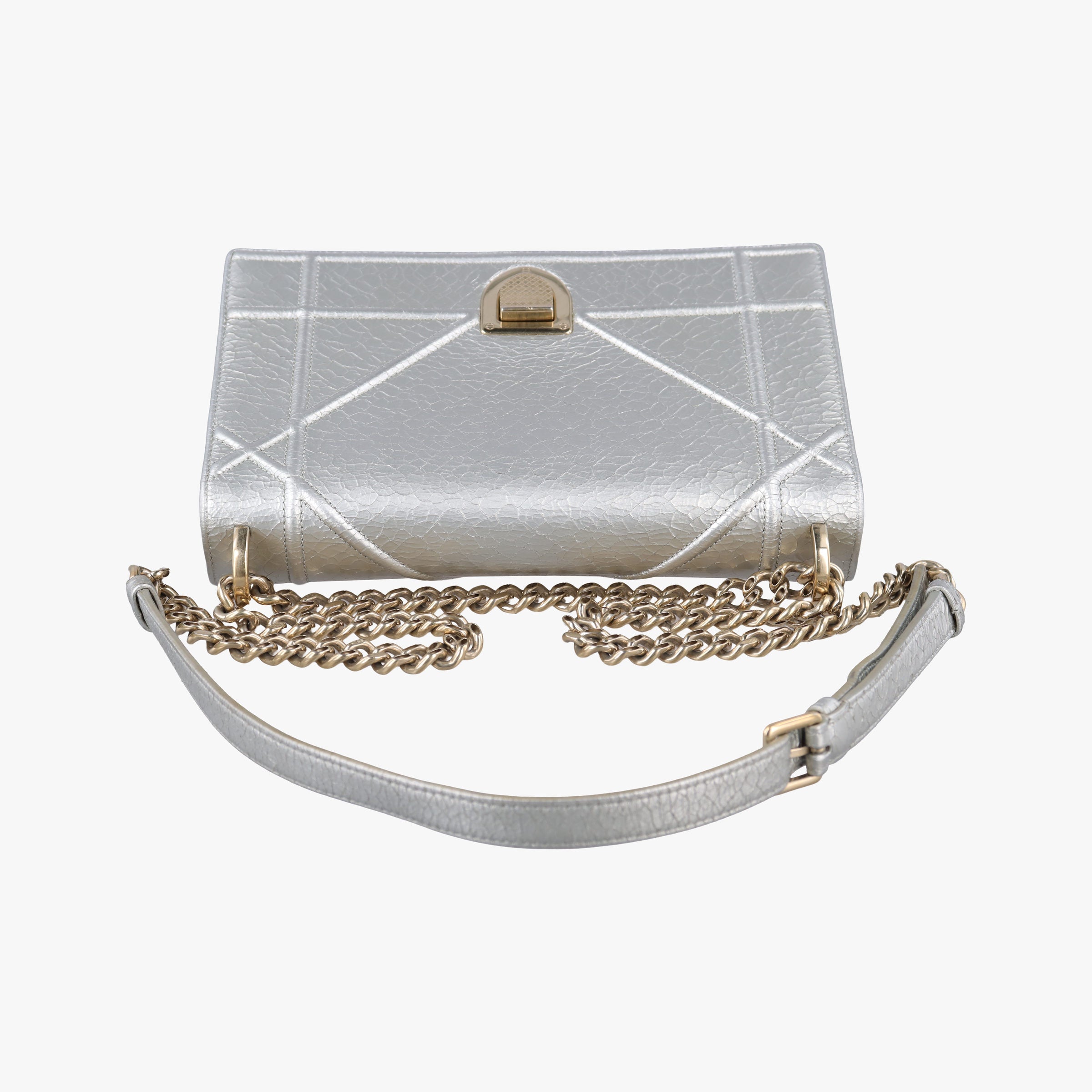 Pre-owned Christian Dior Diorama Silver Leather  shoulderbag | stylenewstar