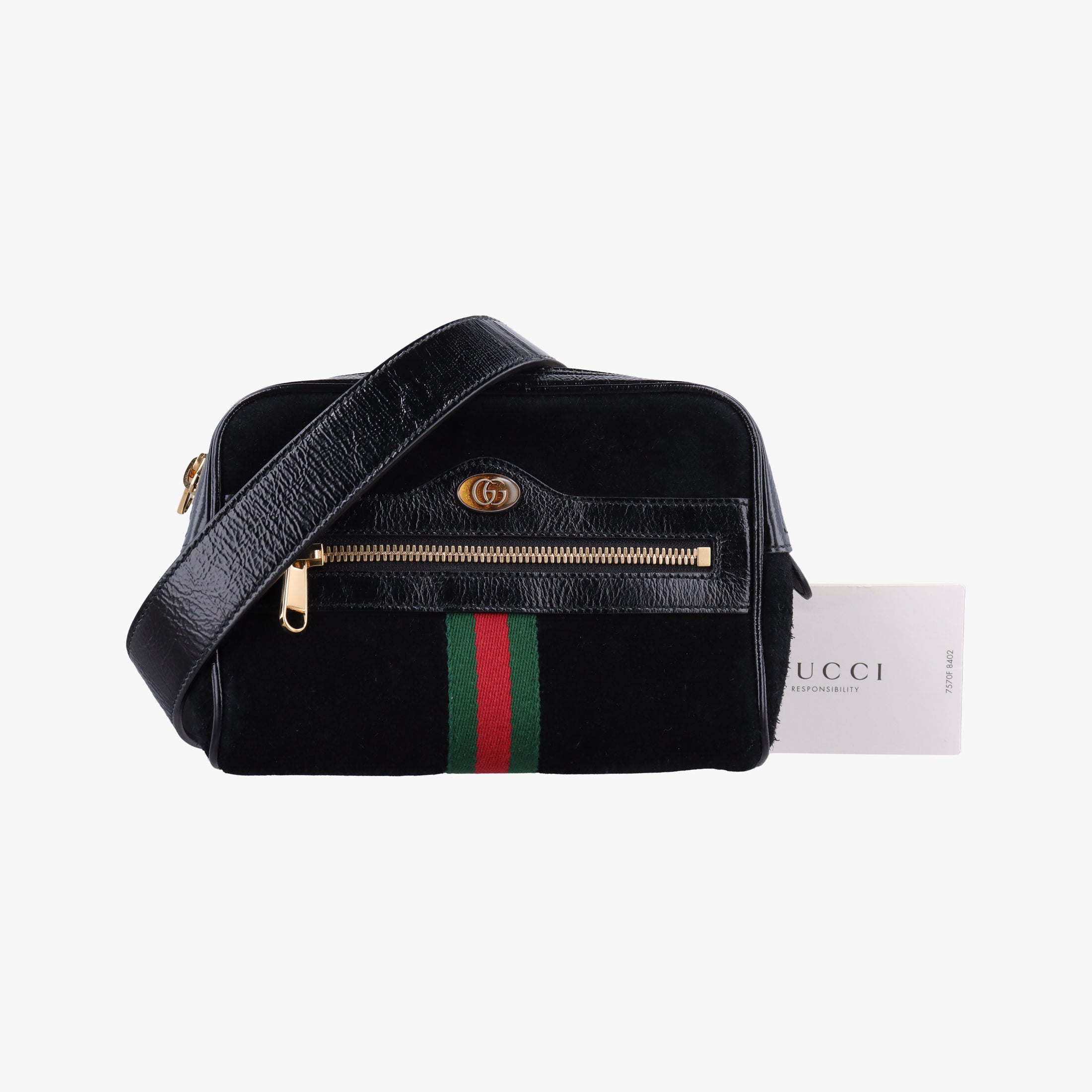 Pre-owned Gucci Ophidia Black Suede×leather 517076 shoulderbag | stylenewstar
