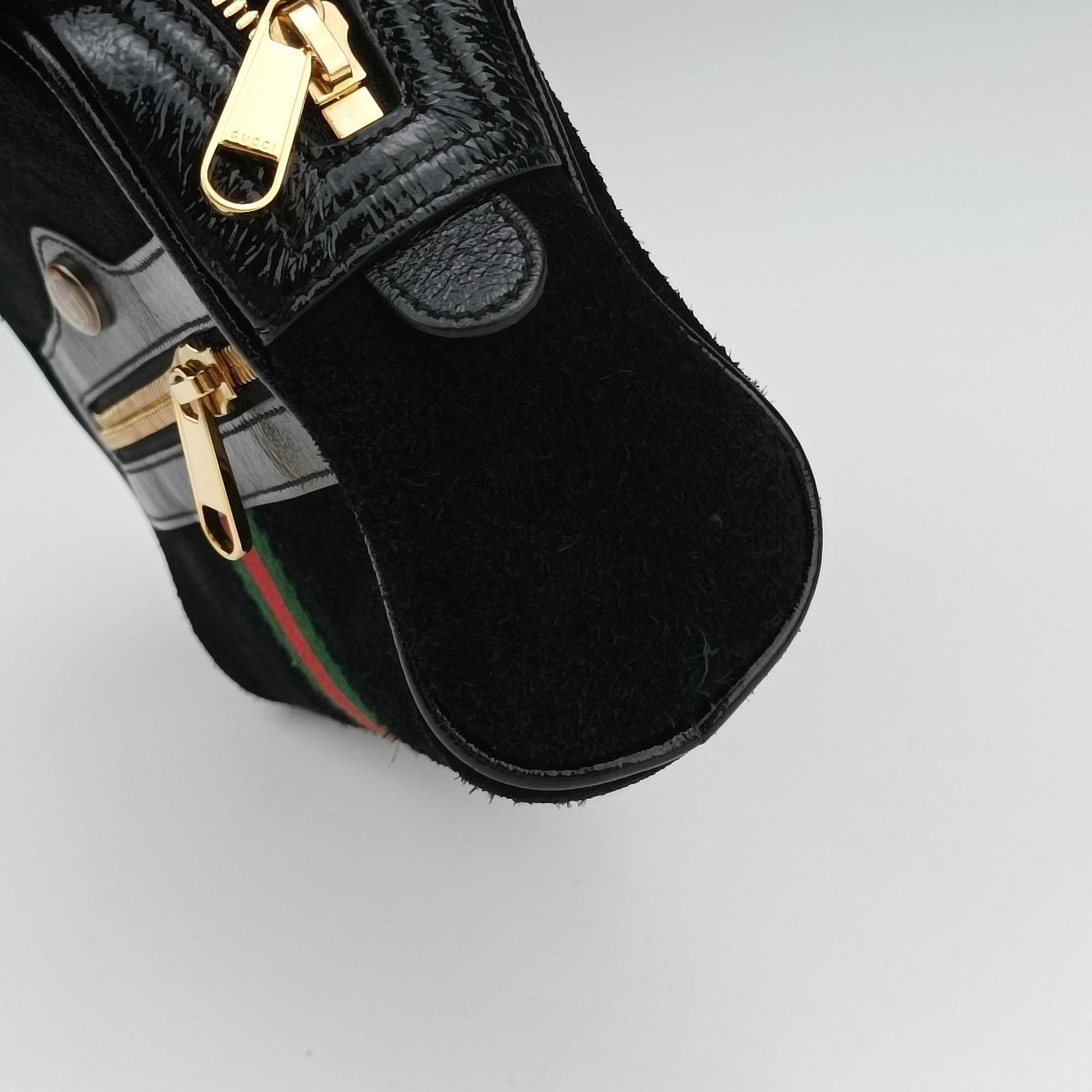 Pre-owned Gucci Ophidia Black Suede×leather 517076 shoulderbag | stylenewstar