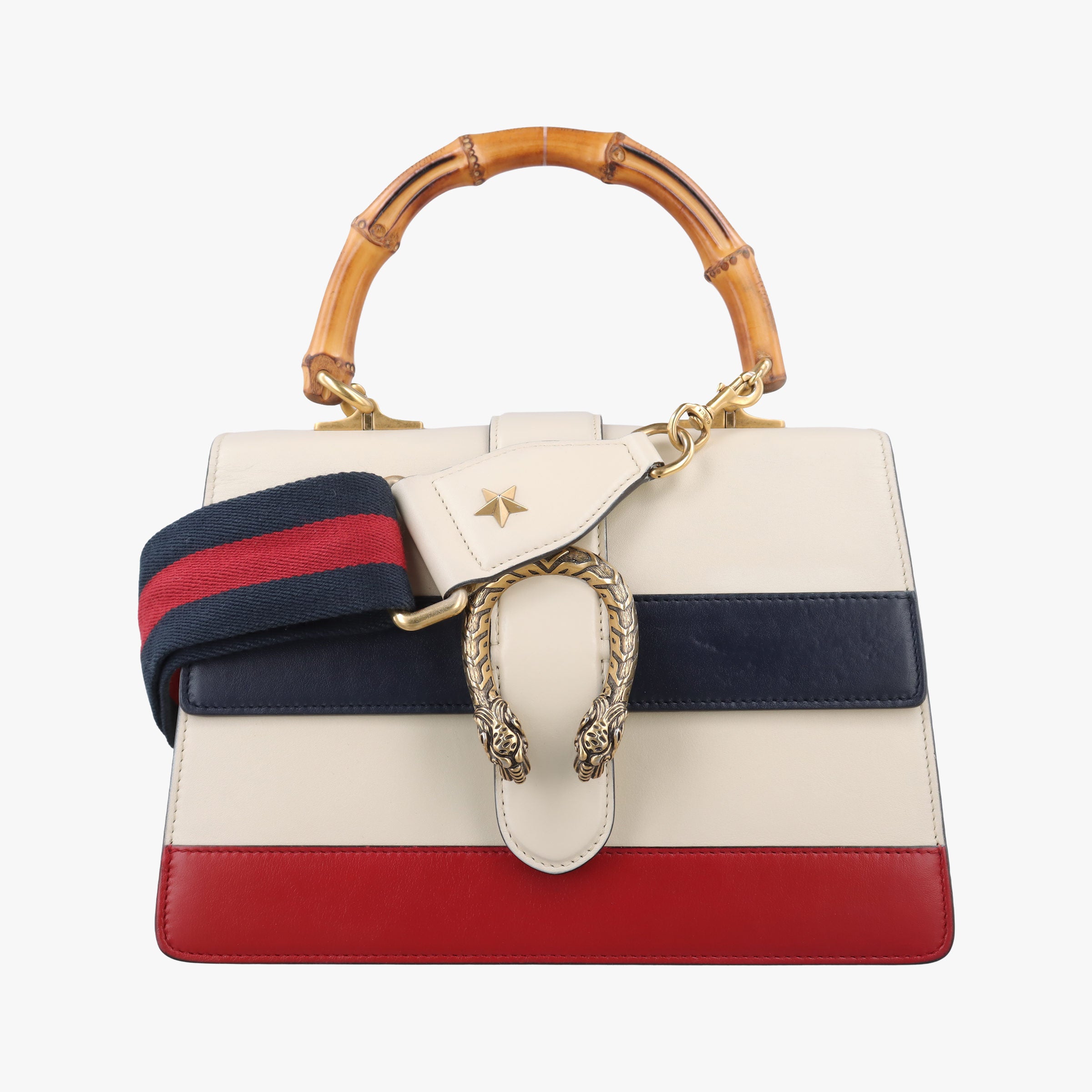 Secondhand Gucci Dionysus bamboo White×navy×red Leather 448075 shoulderbag | stylenewstar