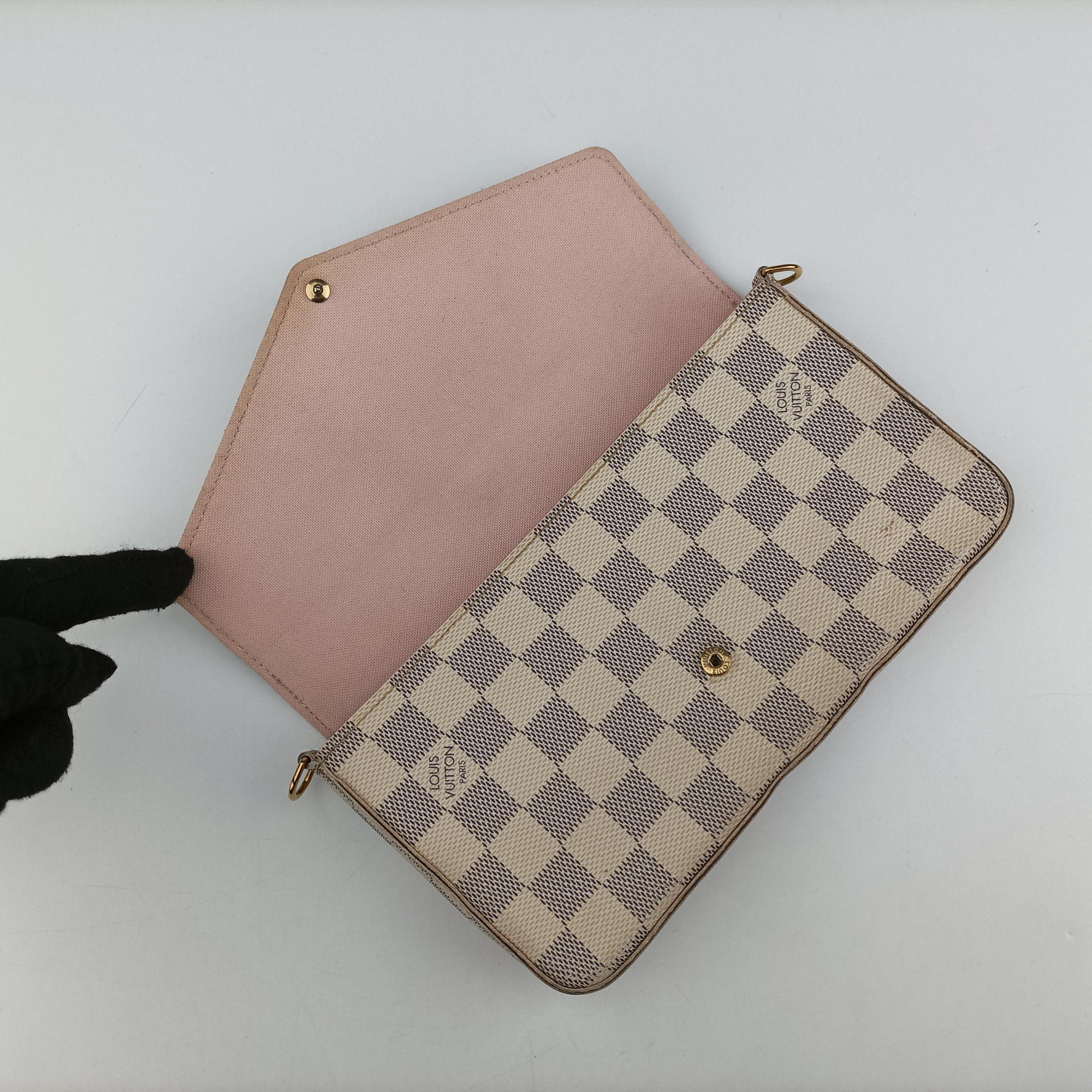 Pre-owned Louis Vuitton Pochette Felicie Azur Damier Canvas N63106 shoulderbag | stylenewstar