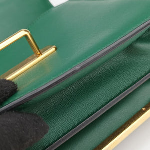 Pre-owned Prada Cahier Green×black Leather 1BD045 shoulderbag | stylenewstar