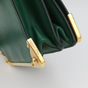 Pre-owned Prada Cahier Green×black Leather 1BD045 shoulderbag | stylenewstar