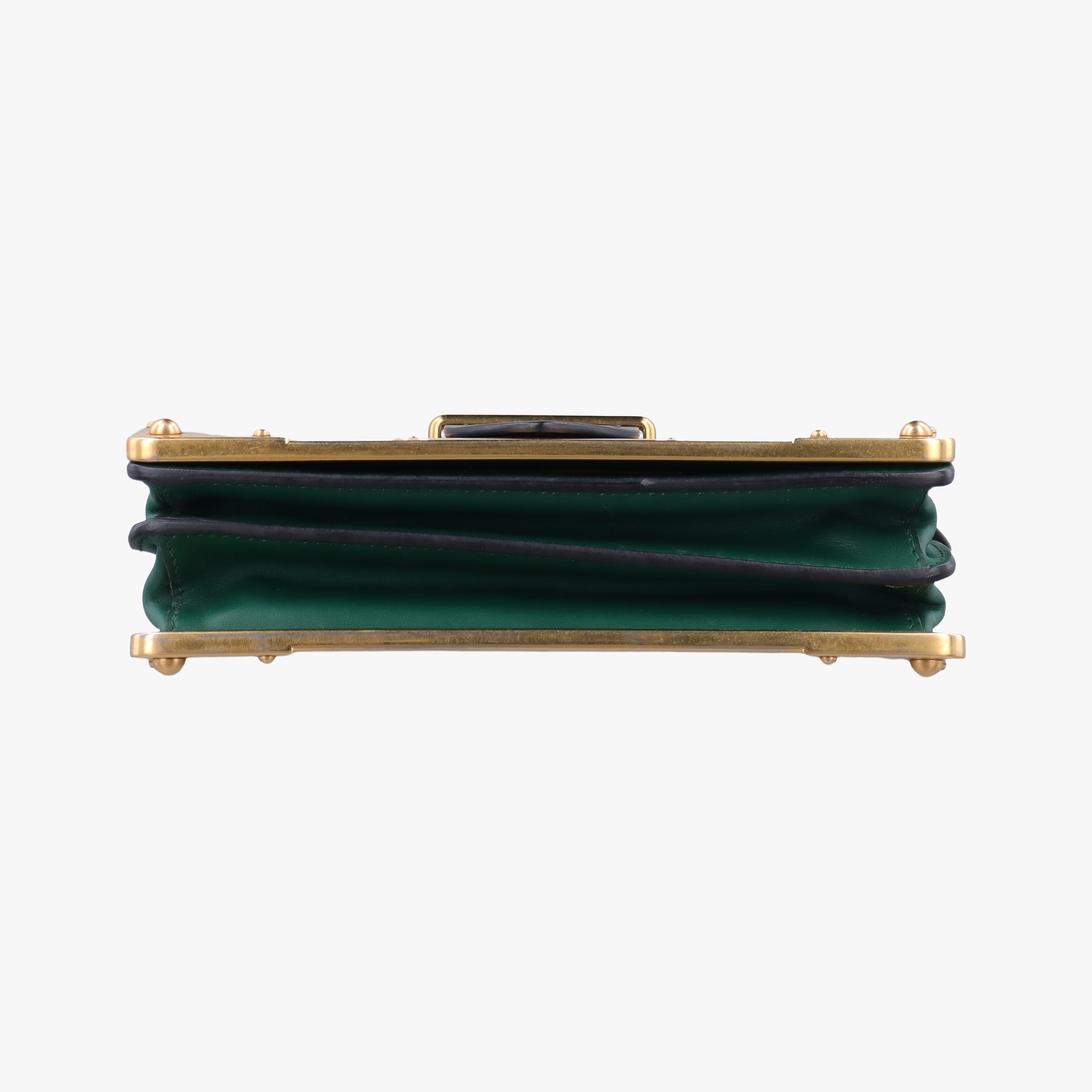 Pre-owned Prada Cahier Green×black Leather 1BD045 shoulderbag | stylenewstar