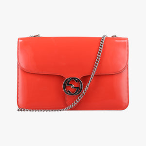 Pre-owned Gucci Interlocking G Orange Patent 387606 shoulderbag | stylenewstar