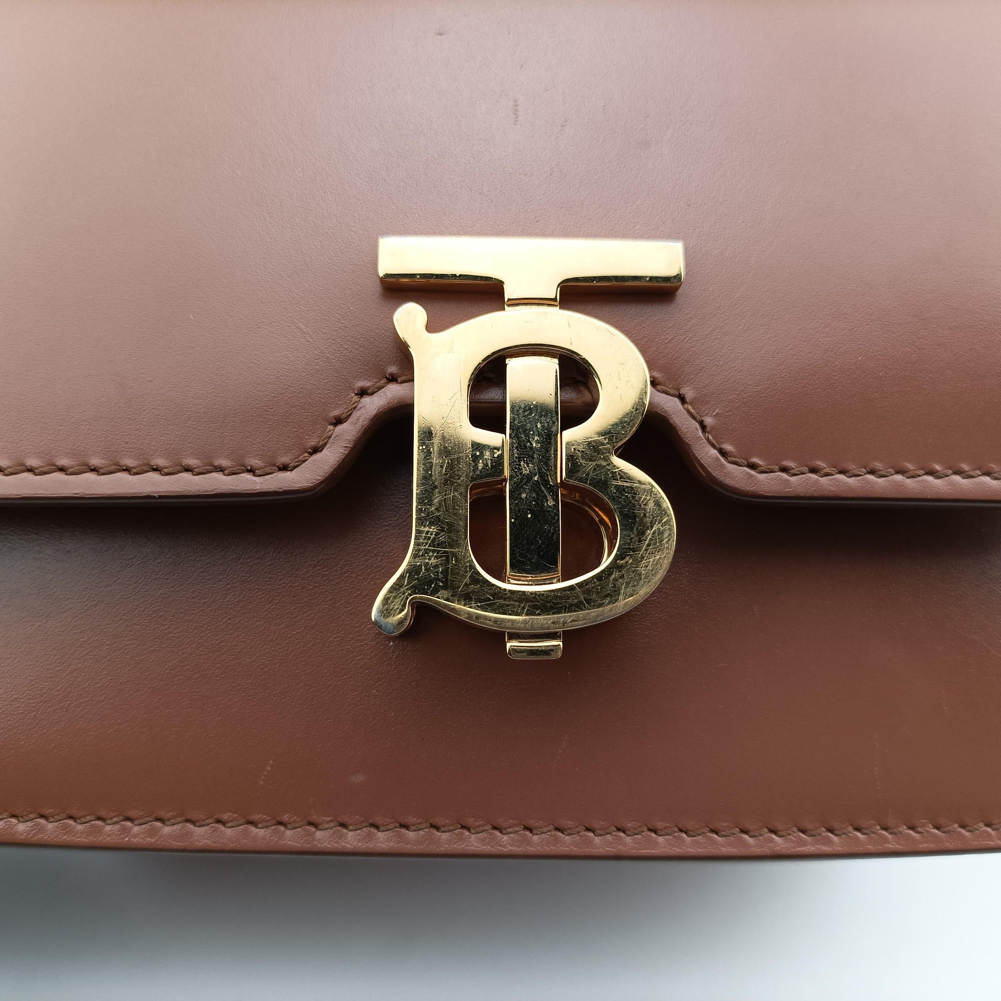 Pre-owned Burberry TB structured Brown Leather  bum bag/waist bag | stylenewstar