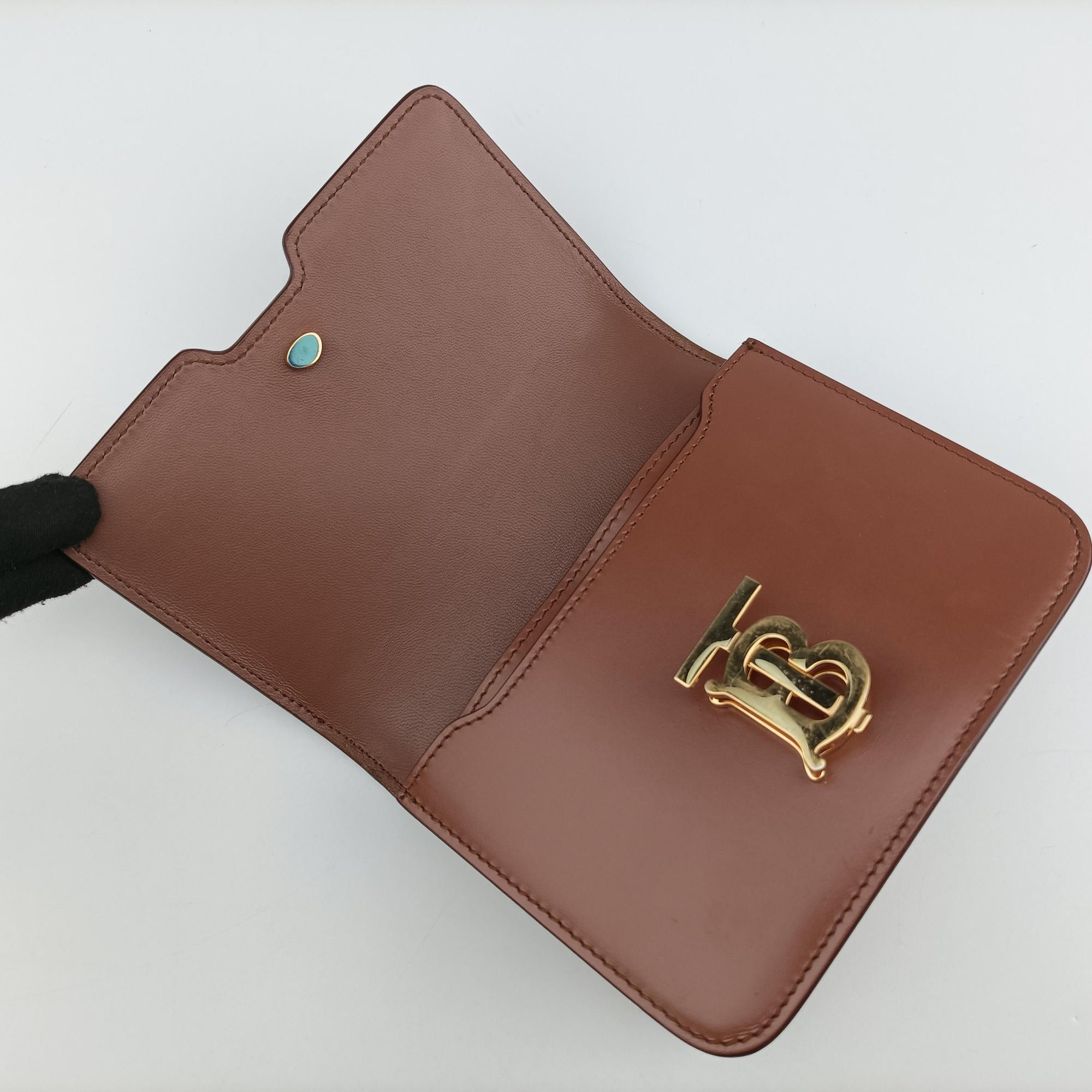 Pre-owned Burberry TB structured Brown Leather  bum bag/waist bag | stylenewstar
