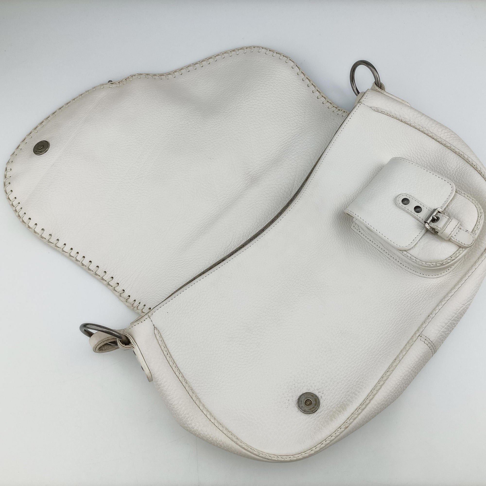 Pre-owned Christian Dior Gaucho White leather  handbag | stylenewstar