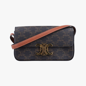 Pre-owned Celine Claude Triomphe Brown PVC coated canvas  shoulderbag | stylenewstar