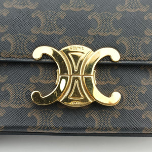 Pre-owned Celine Claude Triomphe Brown PVC coated canvas  shoulderbag | stylenewstar