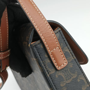 Pre-owned Celine Claude Triomphe Brown PVC coated canvas  shoulderbag | stylenewstar
