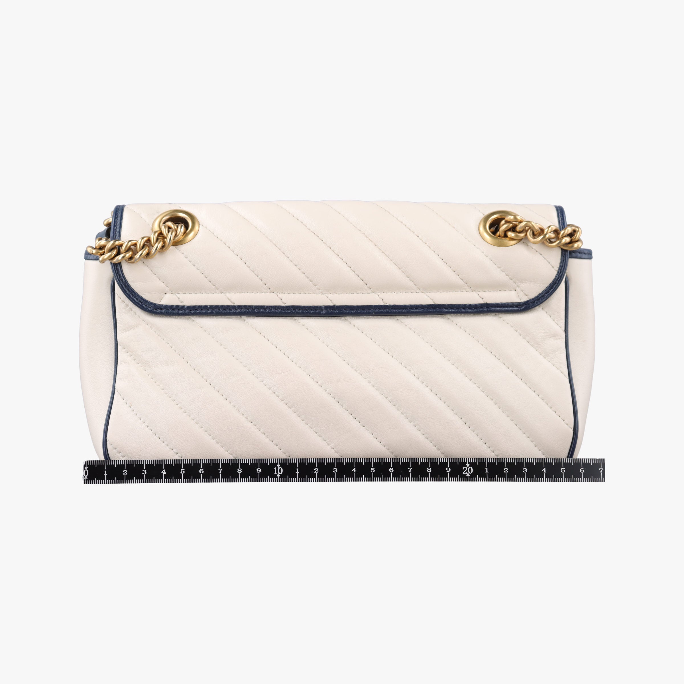 Pre-owned Gucci GG Marmont White/Blue Leather 443497 shoulderbag | stylenewstar