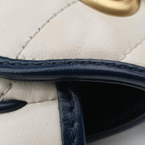 Pre-owned Gucci GG Marmont White/Blue Leather 443497 shoulderbag | stylenewstar